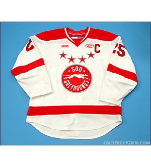 Custom OHL Sault Ste Marie Soo Greyhounds 2010 11 25 Brock Beukeboom Hockey Jersey Home White